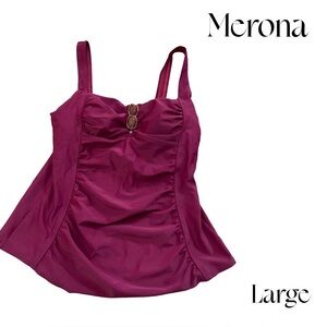 Merona Women's swim tankini top size large maroon burgundy